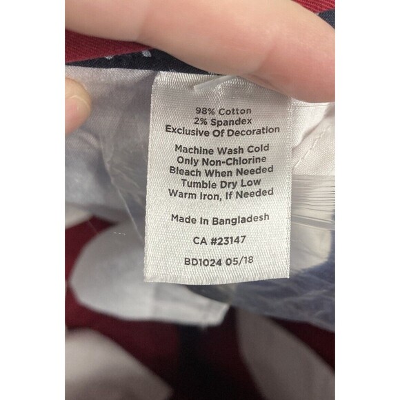 Talbots Girlfriend Chino Pants‎ Size 16 Red With Navy Stripe Ankle Relaxed - Picture 5 of 5